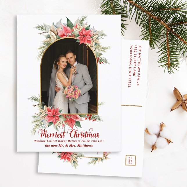 Cartes Pour Fêtes Annuelles Agritourisme Poinsettia Moderne Arché Nouveaux mar (Créateur téléchargé)