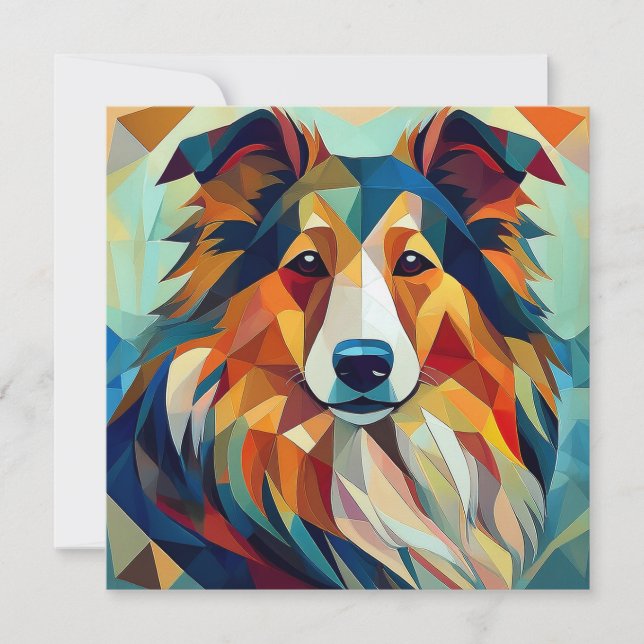 Cartes Pour Fêtes Annuelles AI Cubism Chien (Devant)