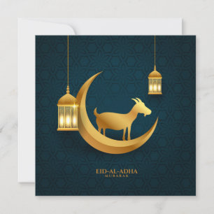 Cartes Pour Fêtes Annuelles Aïd el Adha Moubarak Chèvre Croissant islamique de