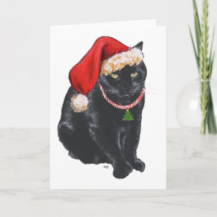Cartes Pour Fêtes Annuelles Aide de Père Noël Chat Noir à Noël