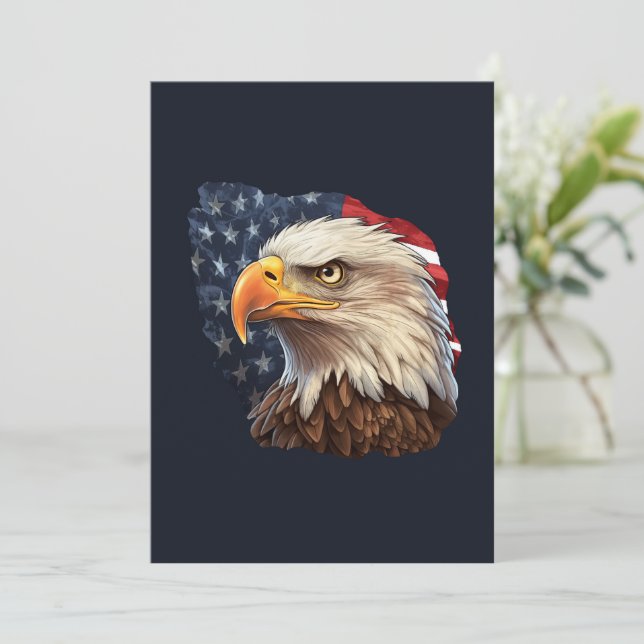 Cartes Pour Fêtes Annuelles Aigle à drapeau américain (Debout devant)