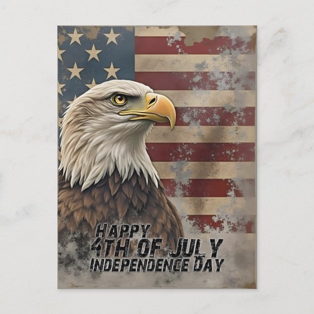 Cartes Pour Fêtes Annuelles Aigle et drapeau majestueux - Esprit de liberté (Devant)