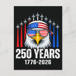 Cartes Pour Fêtes Annuelles Aigle patriotique 250e anniversaire États-Unis 250