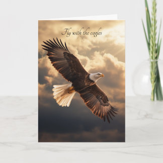Cartes Pour Fêtes Annuelles Aigle royal lever de soleil doré citation inspiran