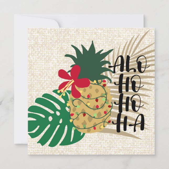 Cartes Pour Fêtes Annuelles Aiguille tropicale hawaïenne ALO-HO-HA (Devant)