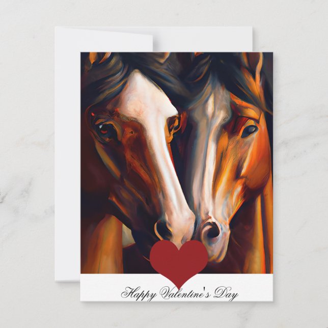 Cartes Pour Fêtes Annuelles Aimer les chevaux enfants valentine (Devant)