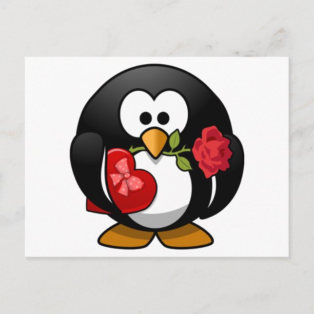 Cartes Pour Fêtes Annuelles Aimer Pingouin Frappé Avec Cadeaux Valentine (Devant)