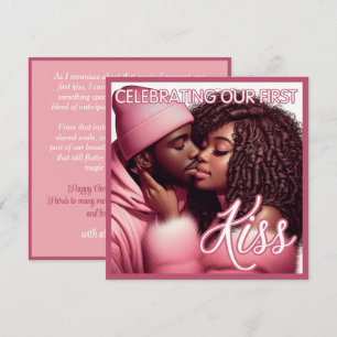 Cartes Pour Fêtes Annuelles Aimer un couple afro-américain d'abord Kiss rose