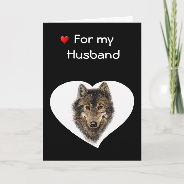 Cartes Pour Fêtes Annuelles Aimez et appréciez le loup Valentine de mari (Devant)
