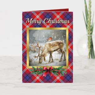 Cartes Pour Fêtes Annuelles Ainslie Stag & Robin Tartan Personnalisé
