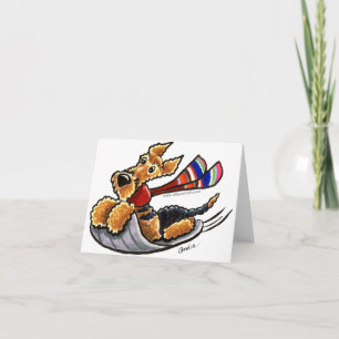 Cartes Pour Fêtes Annuelles Airedale Aire-Sledding Terrier