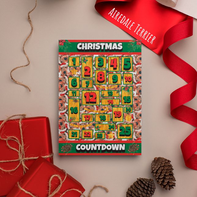 Cartes Pour Fêtes Annuelles Airedale Chien Compte de Noël Calendrier de l'Aven (Créateur téléchargé)