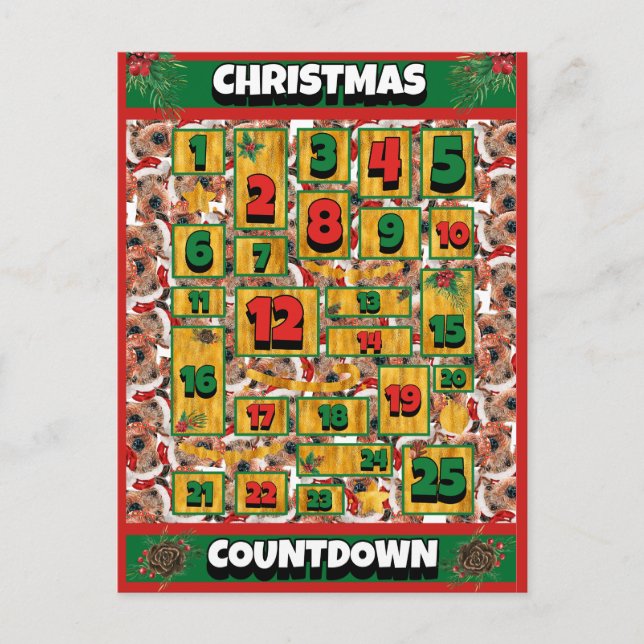 Cartes Pour Fêtes Annuelles Airedale Chien Compte de Noël Calendrier de l'Aven (Devant)