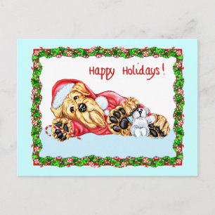 Cartes Pour Fêtes Annuelles Airedale Terrier attend Père Noël