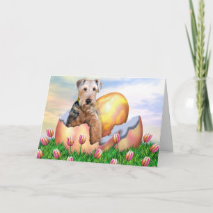 Cartes Pour Fêtes Annuelles Airedale Terrier Easter Surprise