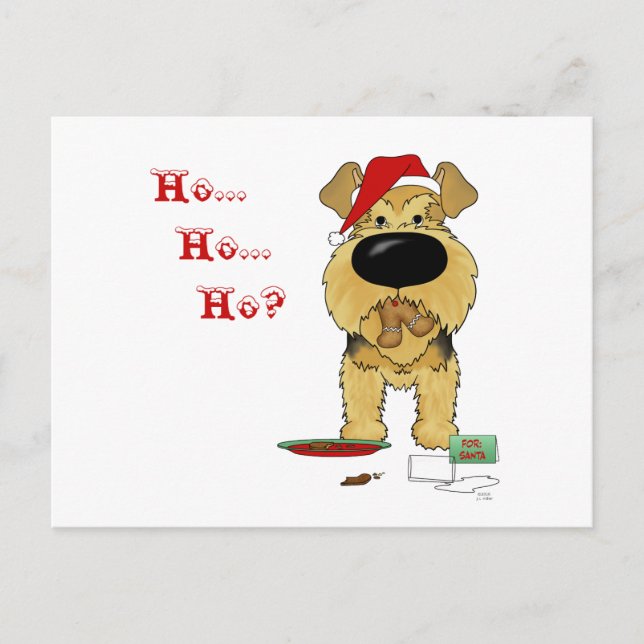Cartes Pour Fêtes Annuelles Airedale Terrier Noël (Devant)