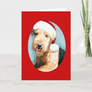Cartes Pour Fêtes Annuelles Airedale Terrier Père Noël - Customisé