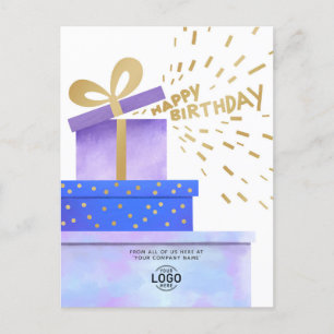 Cartes Pour Fêtes Annuelles Ajouter Logo Boîtes Cadeaux Bleu Violet Business A