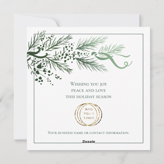 Cartes Pour Fêtes Annuelles Ajouter Logo d'entreprise Personnalisé Unique Verd (Dos)