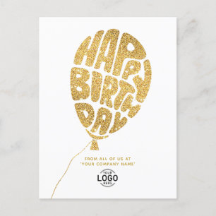 Cartes Pour Fêtes Annuelles Ajouter Logo Gold Parties scintillant Balloon Busi