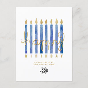 Cartes Pour Fêtes Annuelles Ajouter un logo Marine Bougies bleues Business Joy