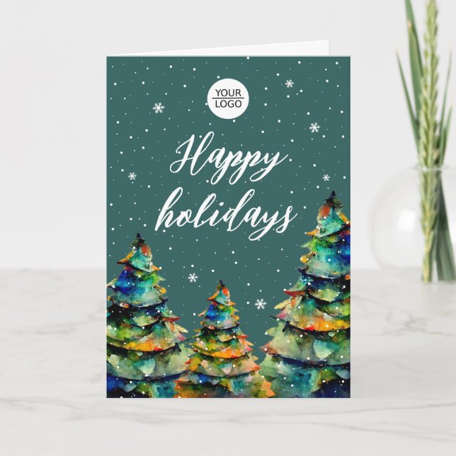 Cartes Pour Fêtes Annuelles Ajouter un logo Texte personnalisé Sapin de Noël C (Devant)