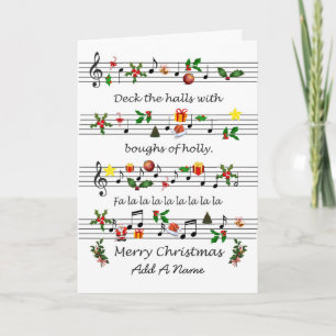 Cartes Pour Fêtes Annuelles Ajouter Un Nom Cahier Musique Deck Les Halls