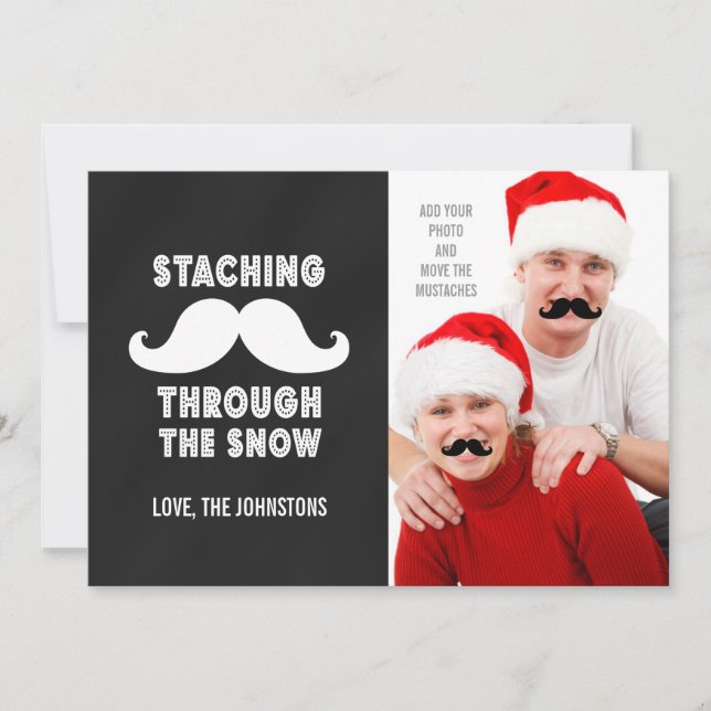 Cartes Pour Fêtes Annuelles Ajouter Vos Moustaches Funky Photo Noël (Devant)