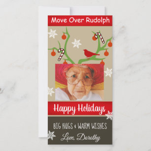 Cartes Pour Fêtes Annuelles Ajouter Votre Photo "Déplacer Sur Le Rudolph" Fant