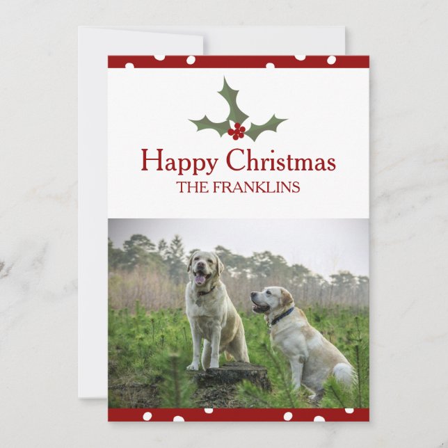 Cartes Pour Fêtes Annuelles Ajouter Votre Photo Sweet Christmas Holly (Devant)