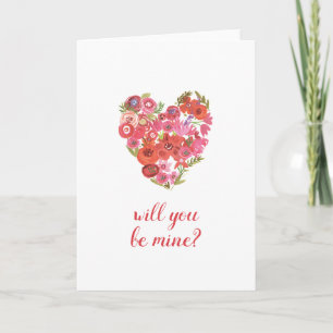 Cartes Pour Fêtes Annuelles Ajouter votre texte   Aquarelle Coeur Floral