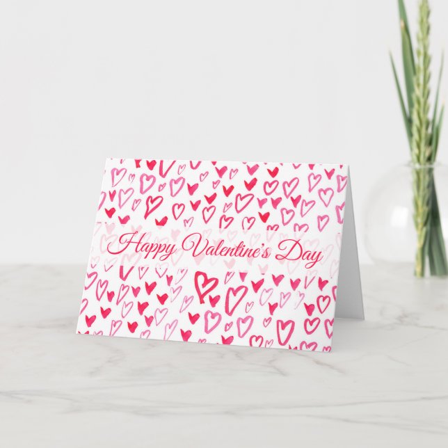 Cartes Pour Fêtes Annuelles Ajouter votre texte | Coeurs aquarelle | Love Word (Devant)