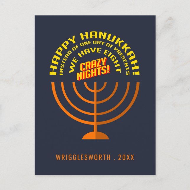 Cartes Pour Fêtes Annuelles Ajoutez Votre Nom Happy Hanoukka Salutations (Devant)