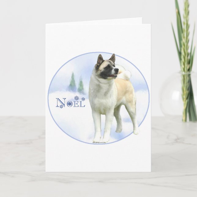 Cartes Pour Fêtes Annuelles Akita Noel (Devant)