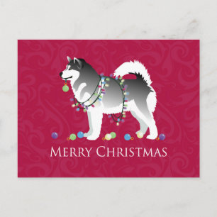 Cartes Pour Fêtes Annuelles Alaskien Malamute Chien Joyeux Noël Design