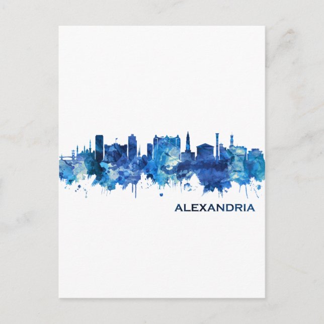 Cartes Pour Fêtes Annuelles Alexandria Égypte Skyline bleu (Devant)