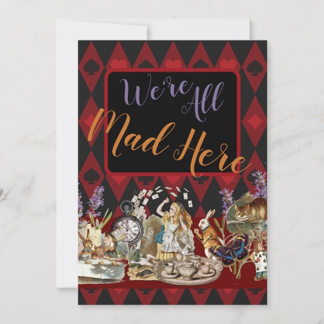 Cartes Pour Fêtes Annuelles Alice au pays des merveilles Mad Cheshire Chat (Devant)