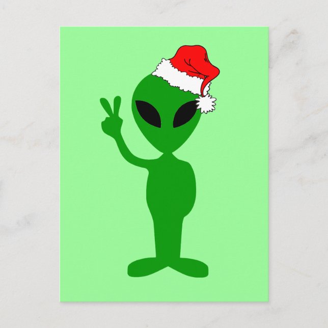 Cartes Pour Fêtes Annuelles Alien drôle père Noël de paix (Devant)