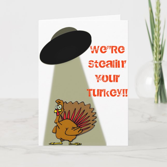 Cartes Pour Fêtes Annuelles Alien Out of This World ThanksGiving ! (Devant)