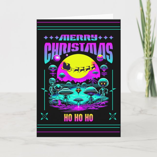 Cartes Pour Fêtes Annuelles Aliens de Noël Sci-fi (Devant)