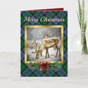 Cartes Pour Fêtes Annuelles Allardice Stag & Robin Tartan Personnalisé