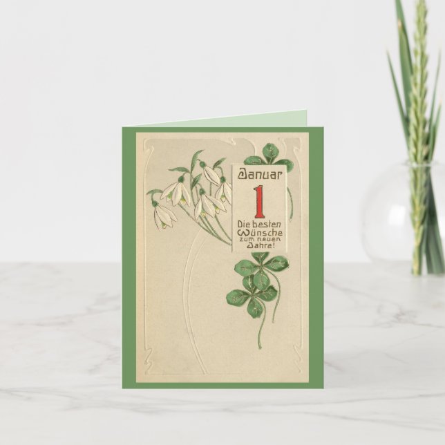 Cartes Pour Fêtes Annuelles Allemand Jugendstil Bonne année personnalisée (Devant)