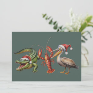 Cartes Pour Fêtes Annuelles Alligator Pélican Écrevisse Oie Animal de Noël