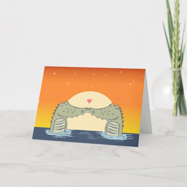 Cartes Pour Fêtes Annuelles Alligators dans Love Valentines (Devant)