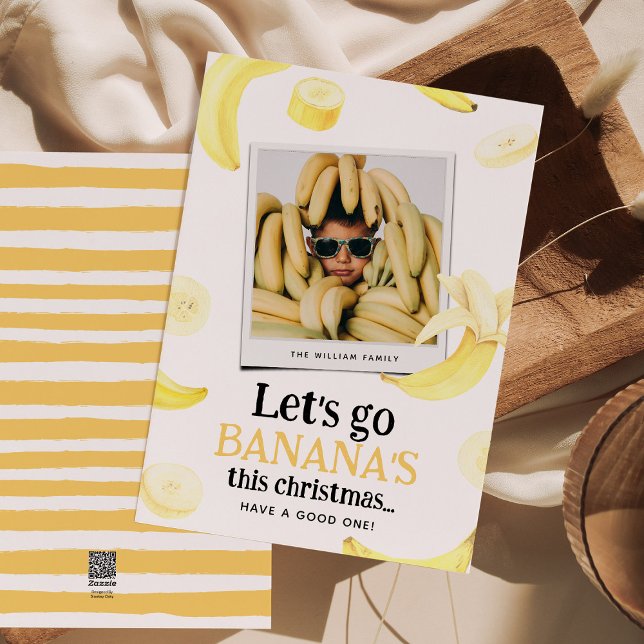 Cartes Pour Fêtes Annuelles Allons à Banana's Funny Photo Christmas (Créateur téléchargé)