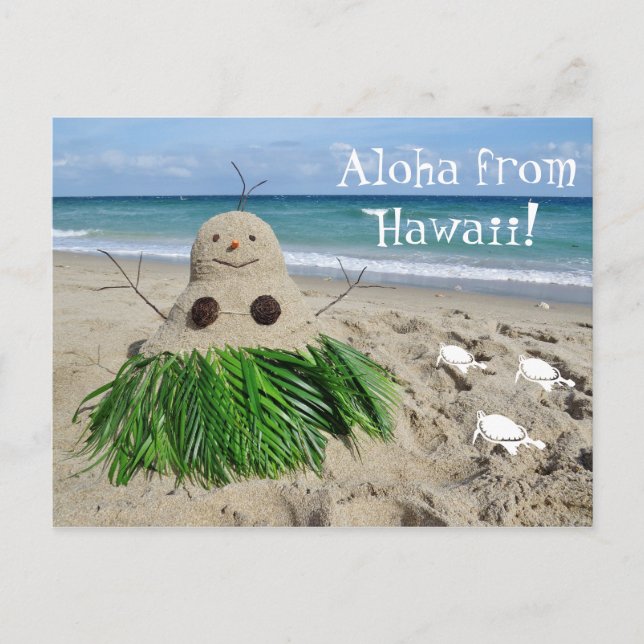 Cartes Pour Fêtes Annuelles Aloha de Hawaii Christmas Snowman Sandman (Devant)