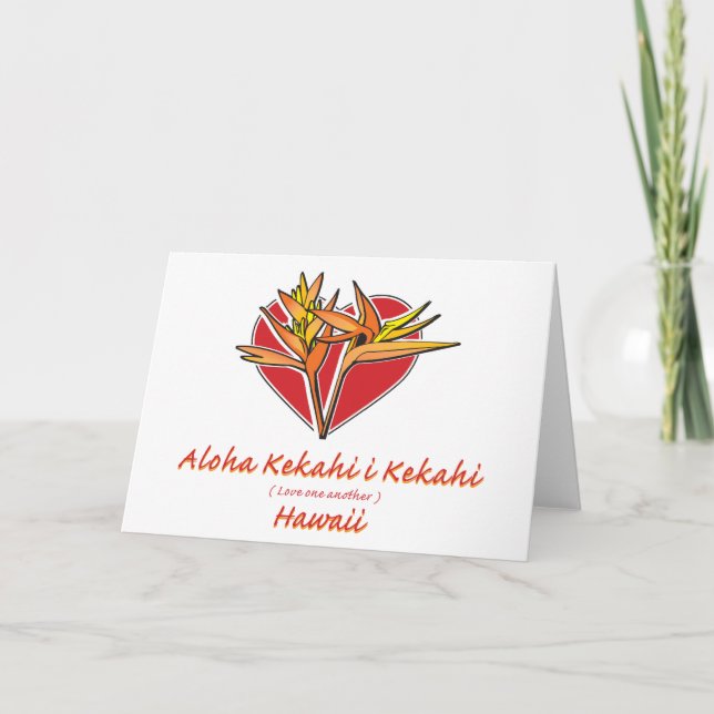 Cartes Pour Fêtes Annuelles Aloha Hawaiil Oiseau du Paradis Coeur (Devant)