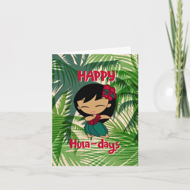 Cartes Pour Fêtes Annuelles Aloha Honeys Christmas Holiday Hula Girl Palms (Devant)
