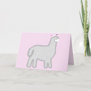 Cartes Pour Fêtes Annuelles Alpaca mignon Cariña cœurs roses