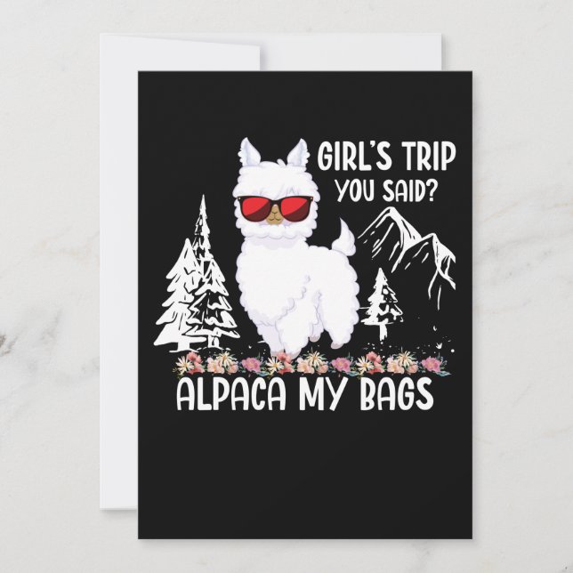 Cartes Pour Fêtes Annuelles Alpaca Mon Sacs Filles Voyage Vous Avez Dit Randon (Devant)